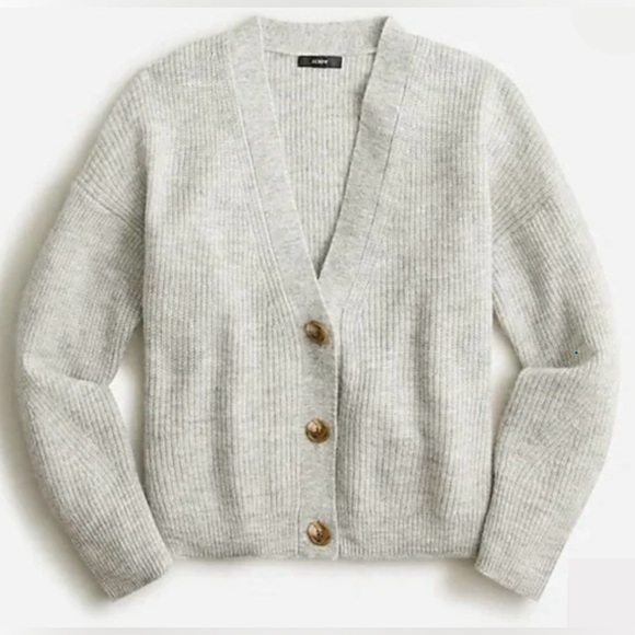 J. Crew Sweaters - J. Crew Ribbed V-Neck Cardigan Sweater, Light Grey